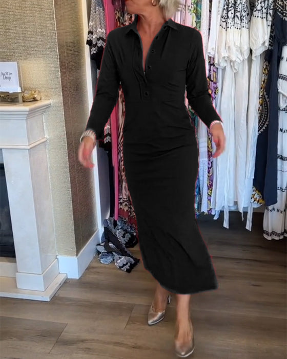 Robe élégante fendue de couleur unie