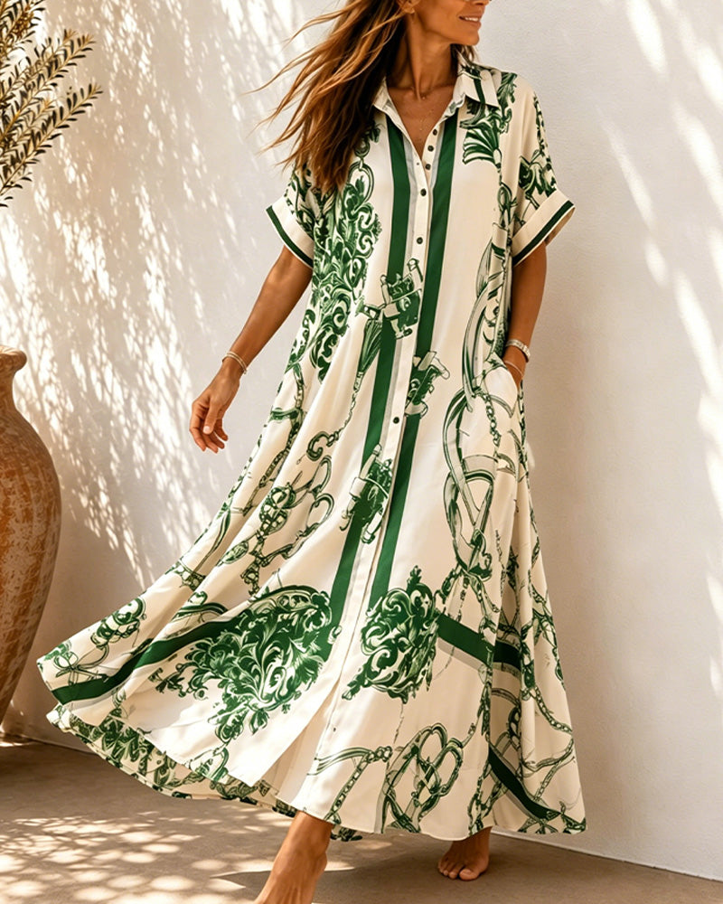 Robe Vintage Volute Revers Chemise