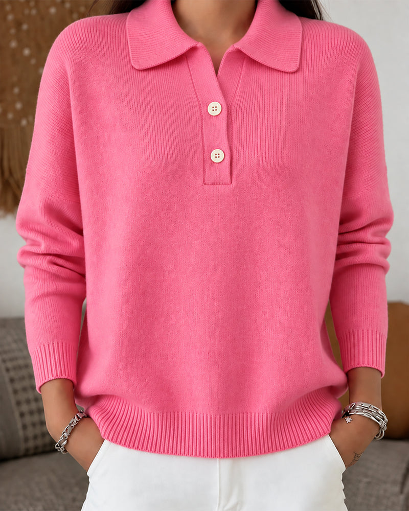 Pullover Demi-Patte Bouton Décontracté