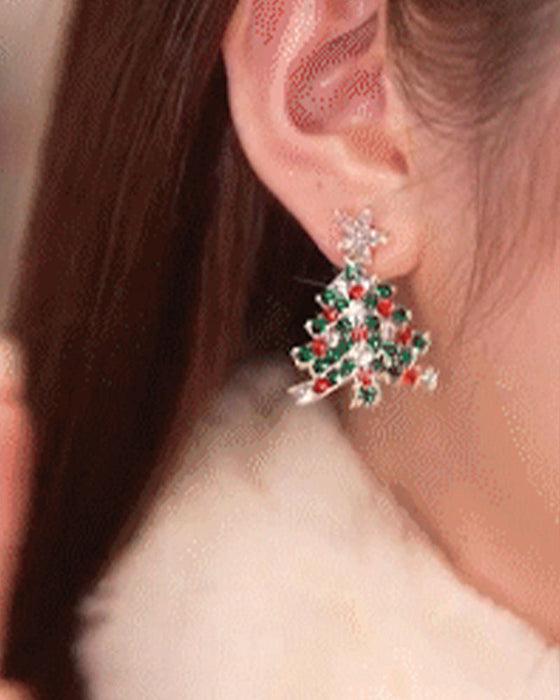 Boucles d'oreilles à tige en forme de sapin de noël