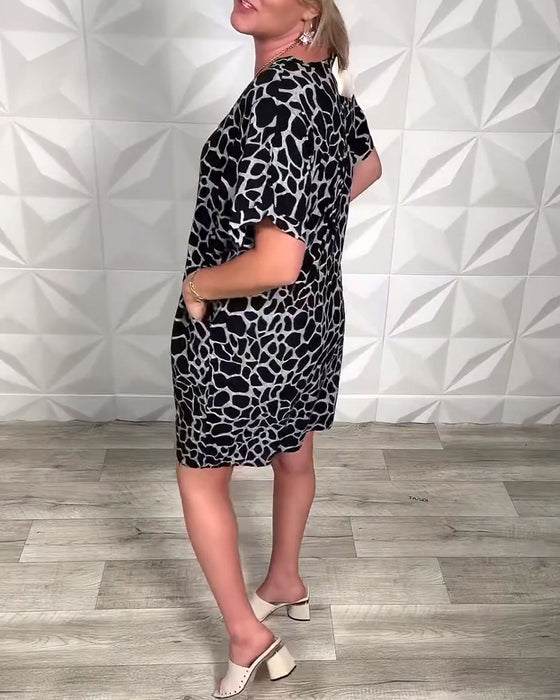 Robe décontractée imprimée col rond