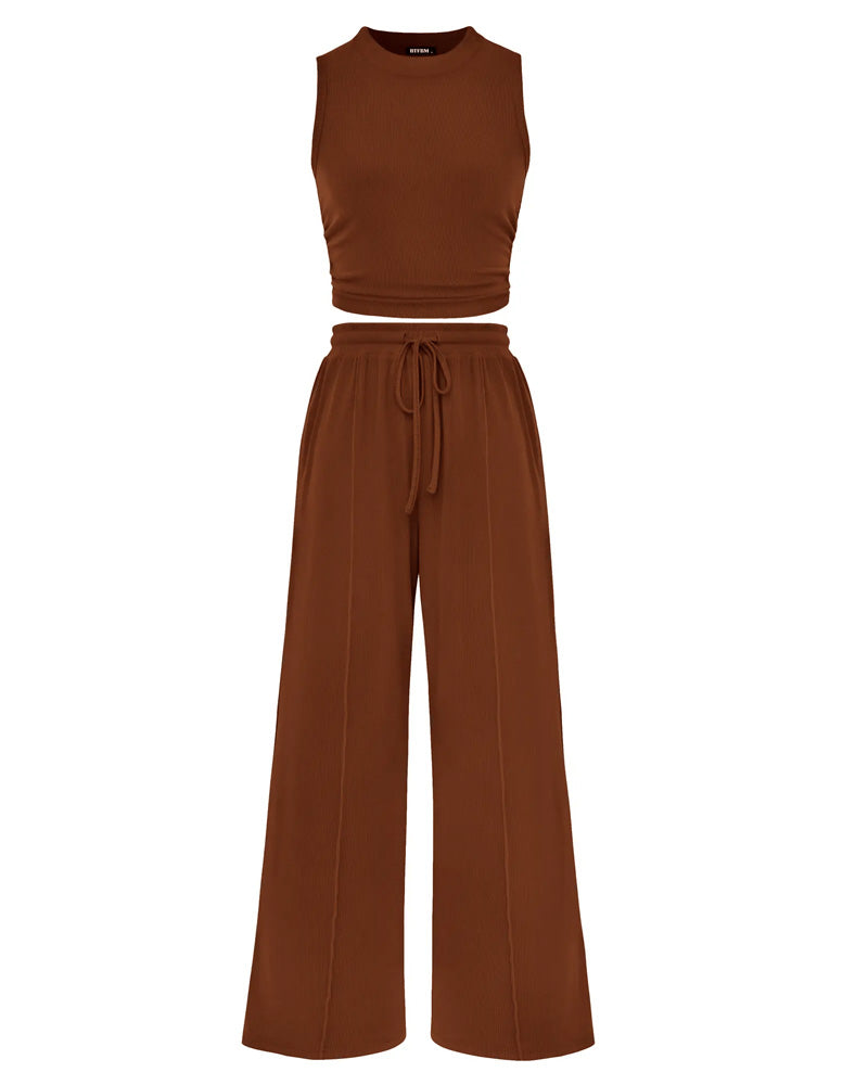Ensemble Gilet Et Pantalon Taille Élastique