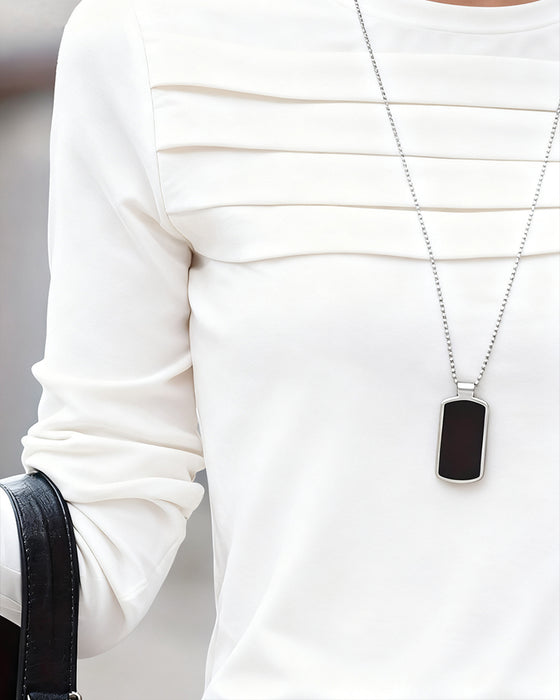 Haut Slim Fit Plissé Manches Longues