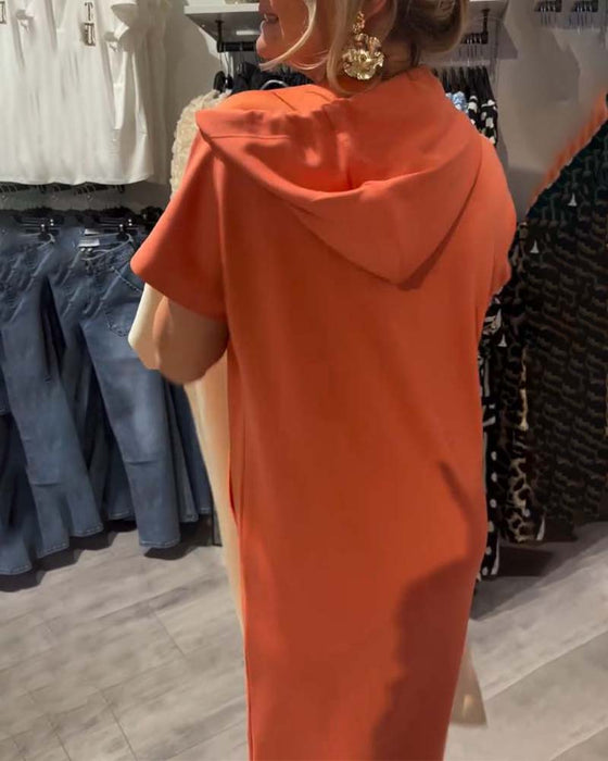 Robe À Capuche Décontractée Cordon