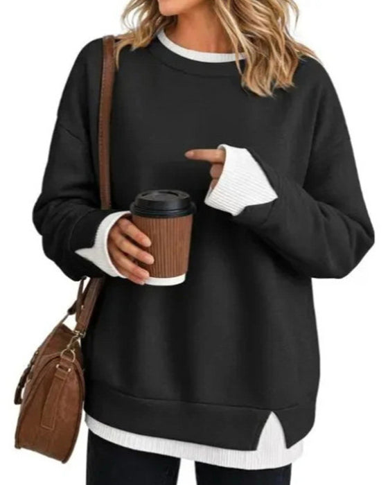 Sweat Faux Superposé Ample Manche Longue