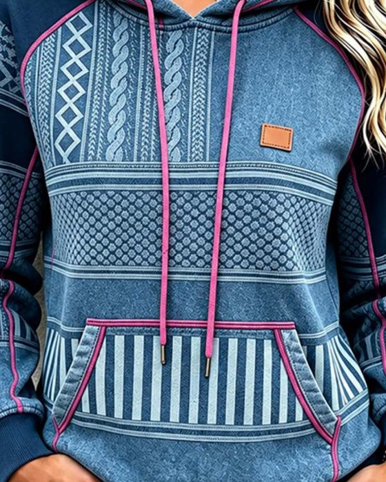 Hoodie Capuche Manches Longues Décontracté