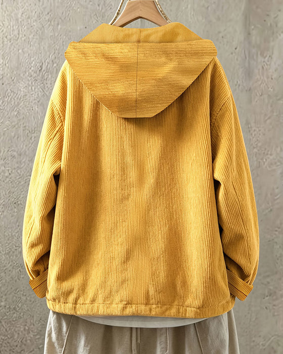 Veste Revers Unie Capuche