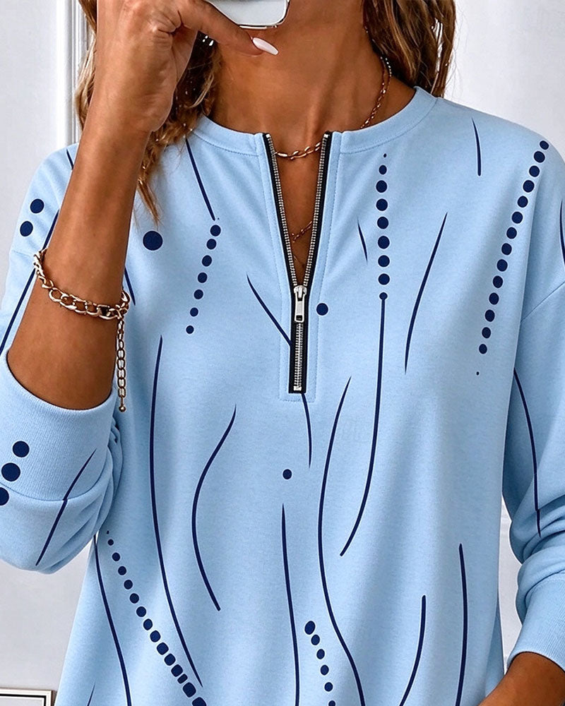 Sweatshirt Fermeture Éclair Ligne Col Rond