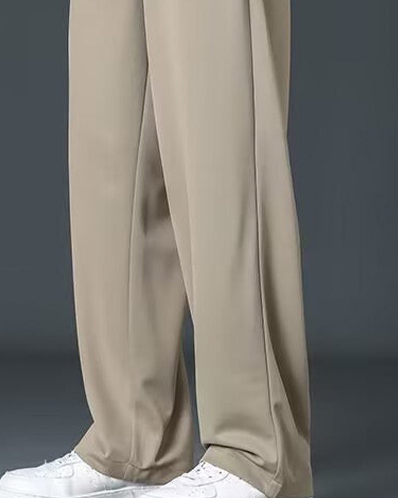 Pantalon Hommes Décontracté Cordon De Serrage Jambe Droite