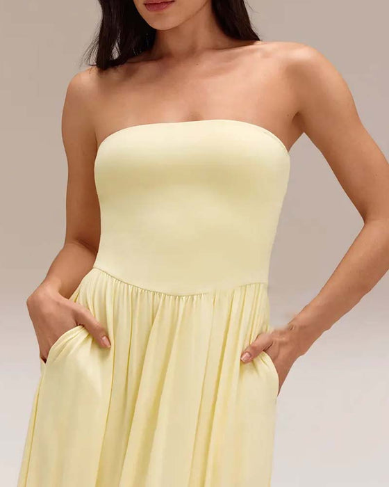 Robe Convertible Sans Bretelles Taille-Cintrée