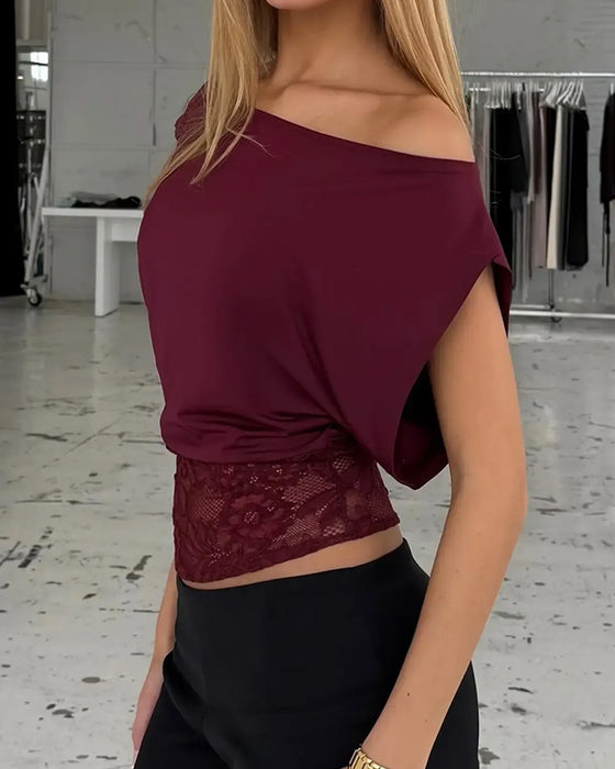 Chemisiers Off-Shoulder Chic Dentelle Patchwork