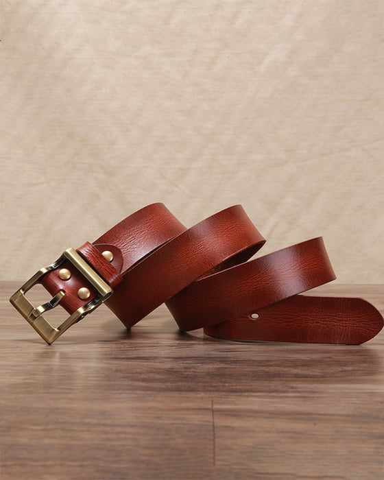 Ceinture Vintage Cuir Pleine Fleur Usé