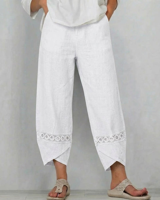 Pantalon Uni Ajouré Décontracté