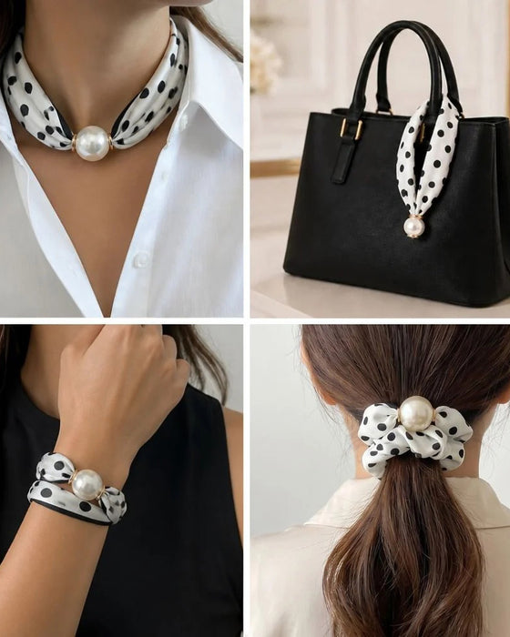Collier Long Orné De Perles Soie