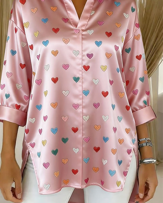 Blouse Trois-Quarts Manche Revers Amour