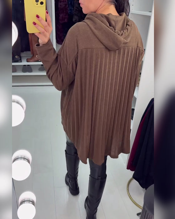 Sweat À Capuche Irrégulier Ample Uni À Manches Longues