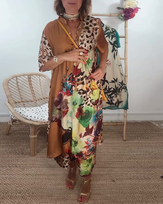 Ensemble deux pièces à imprimé contrasté mode rétro