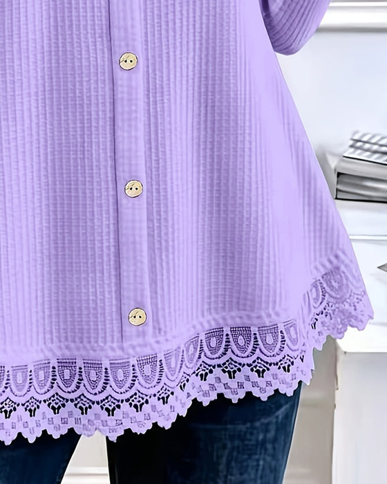 T-Shirt Manche Longue Gaufre Patchwork