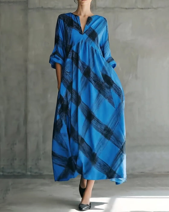 Robe Col V Imprimé Loose