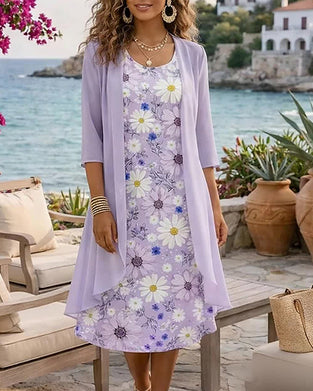 Ensemble Robe Sans Manches Florale Cache-Cœur