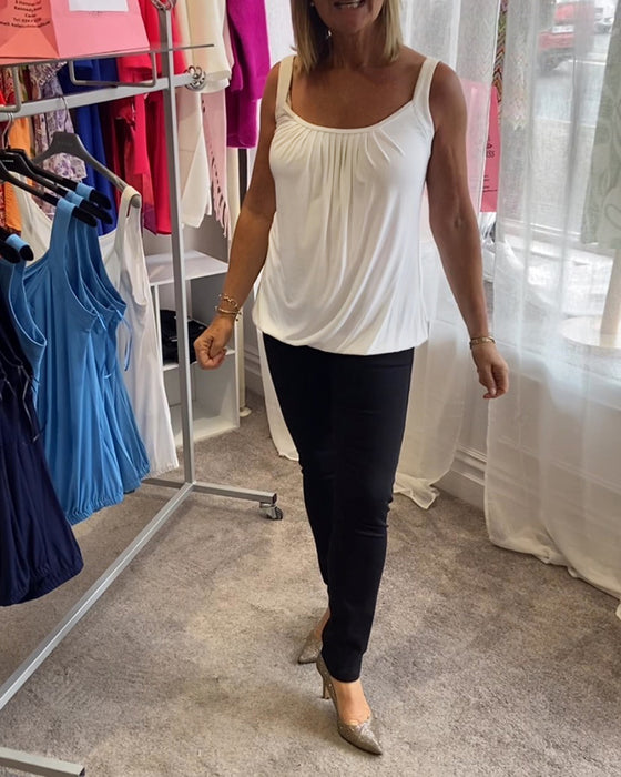 Haut sans manches décontracté uni plissé