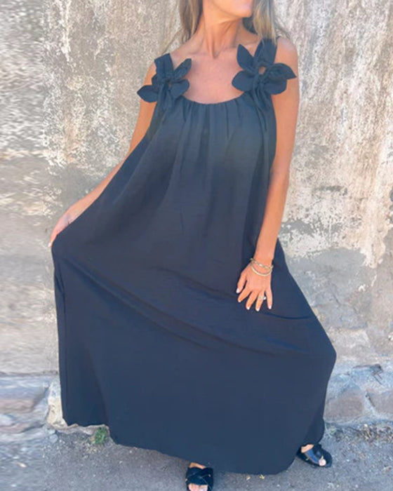 Robe Sans Manches Unie Fashion Longue