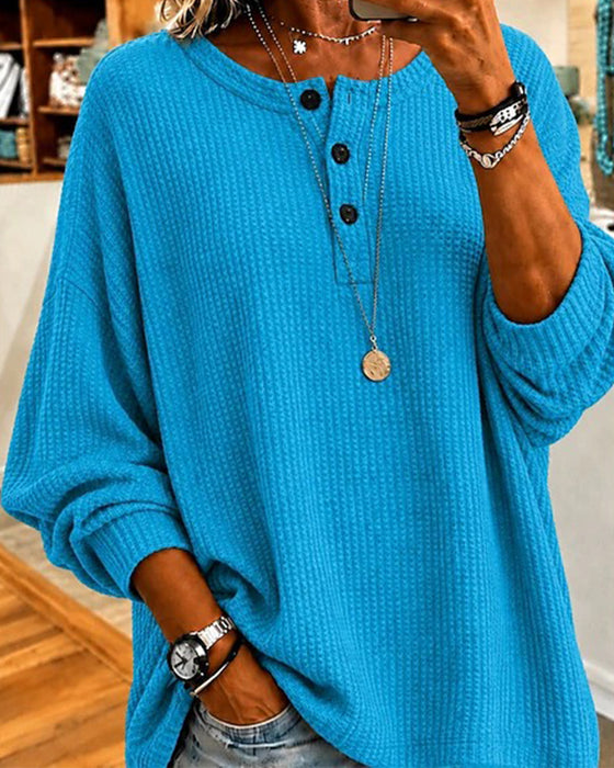 Blouse Gaufre Col Rond Ample