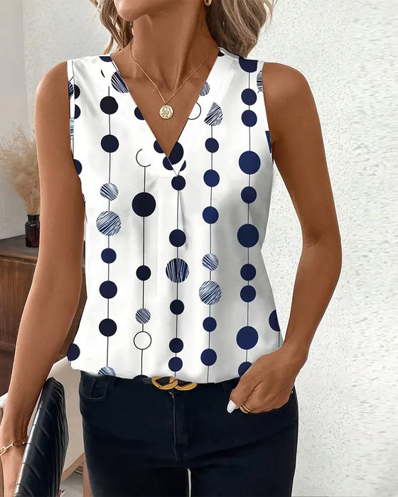 T-shirt décontracté à pois sans manches