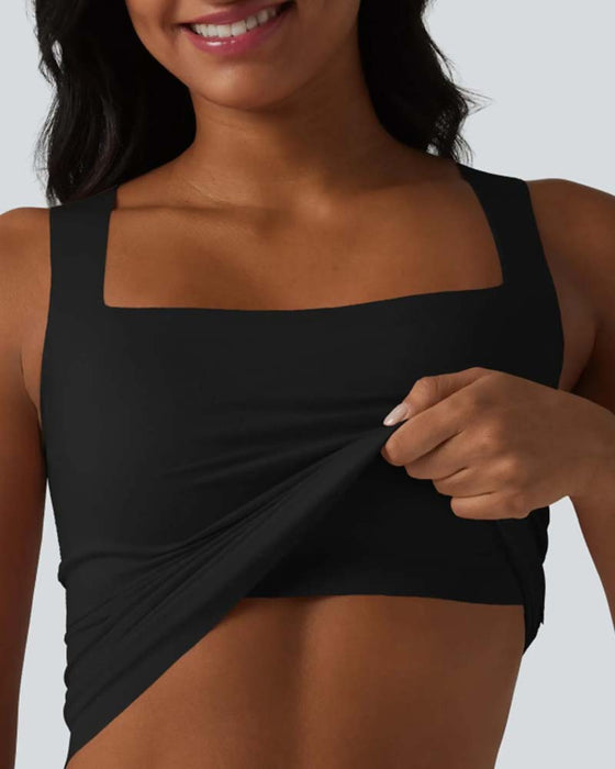 Débardeur Unie Col Carré Soutien-Gorge Intégré
