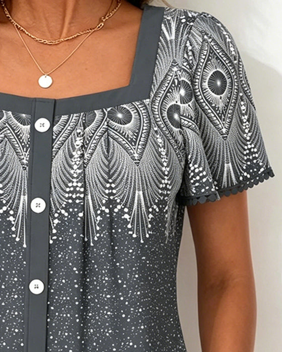 T-Shirt Bohème Carré Encolure