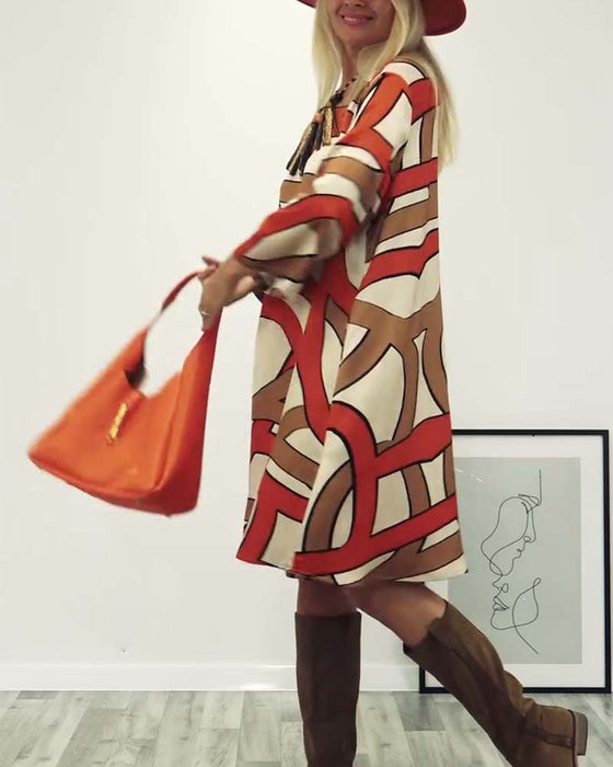 Robe imprimée design col rond