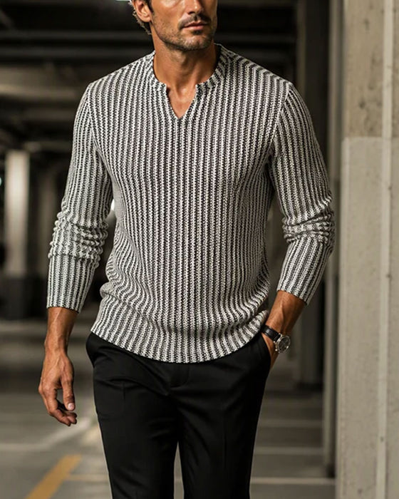 Top Rayé Manche Trois-Quarts Homme