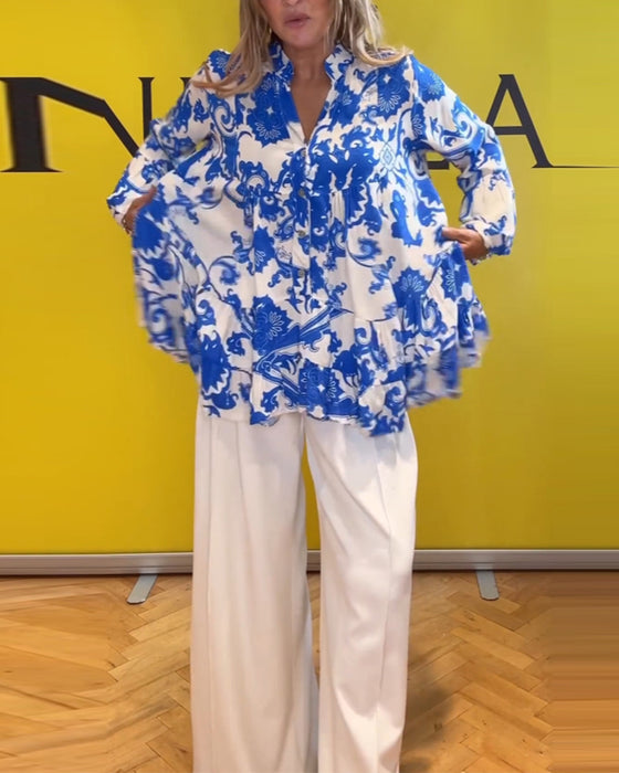 Chemisier imprimé frais à manches longues