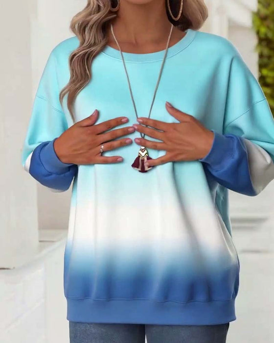 Sweat-shirt décontracté à col ras du cou dégradé
