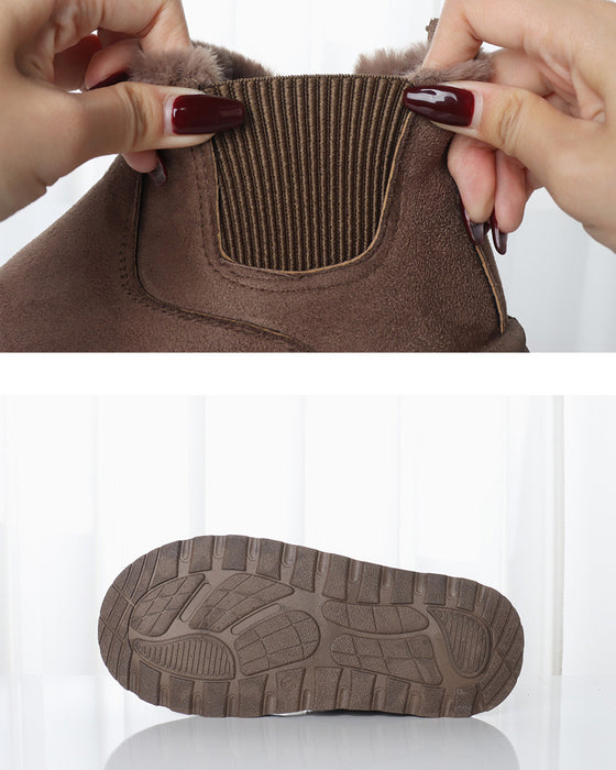 Bottes de neige à semelles épaisses de couleur unie