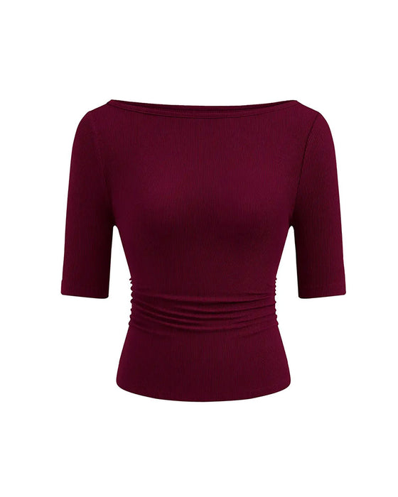 T-Shirt Off-Shoulder Tricoté Uni