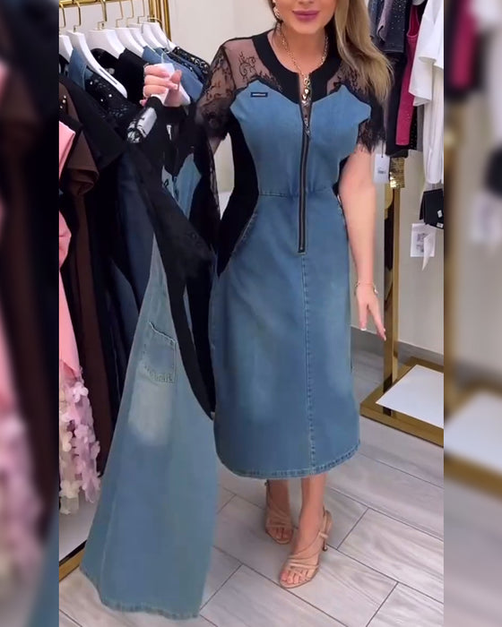 Robe À Manches En Dentelle Et Design Tendance