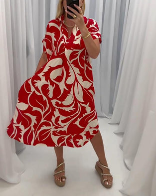 Robe décontractée fendue à imprimé contrasté