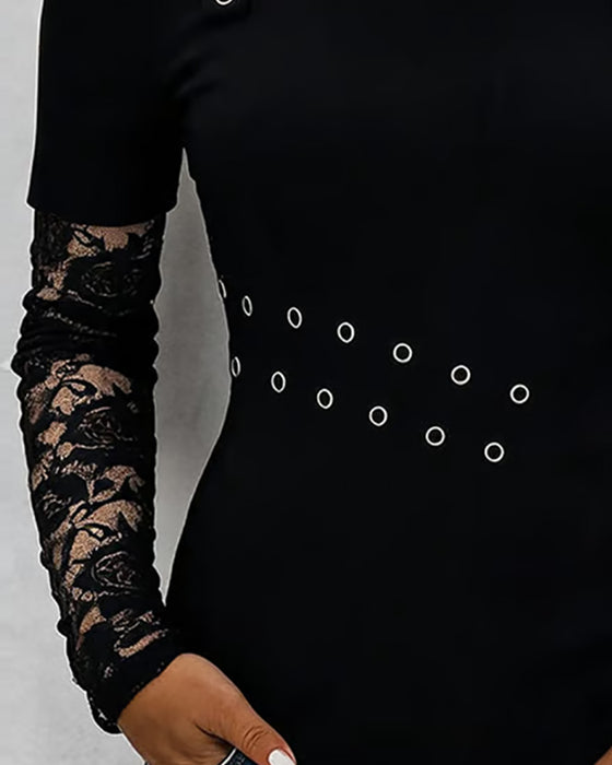 Blouse Cami Boucle Métallique Dentelle Panneau