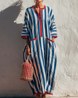 Robe Rayure Verticale Poche