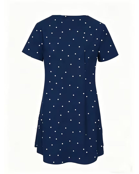 Chemisier Polka Dot A-Ligne Manche Courte