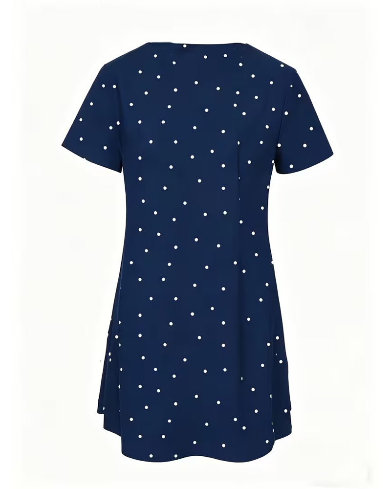 Chemisier Polka Dot A-Ligne Manche Courte