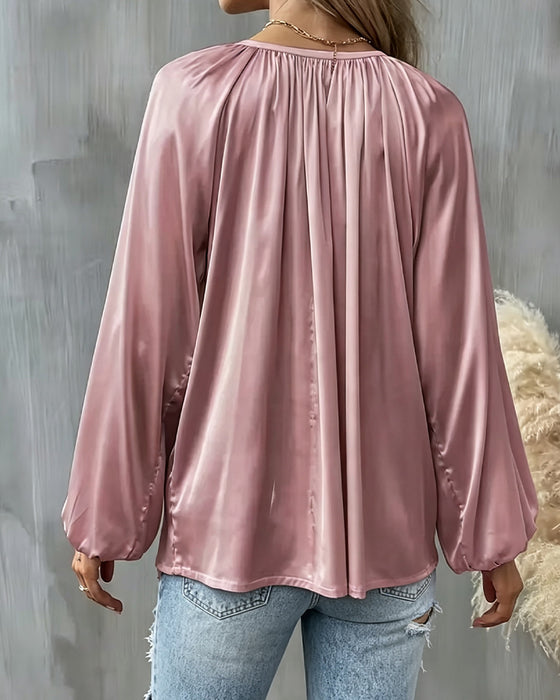 Blouse À Lacets Uni