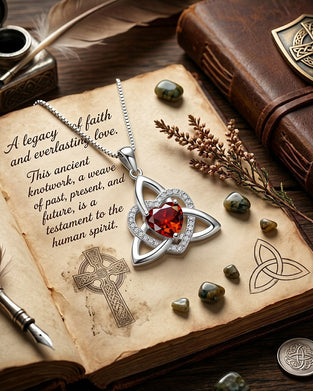 Collier Cœur Nœud Trinitaire Celtique Pierre De Naissance ✨ Pendentif Cœur Nœud Trinitaire Celtique Pierre De Naissance