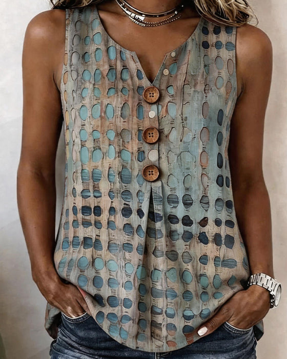 Tank Tops Polka Dot Imprimé Sans Manches