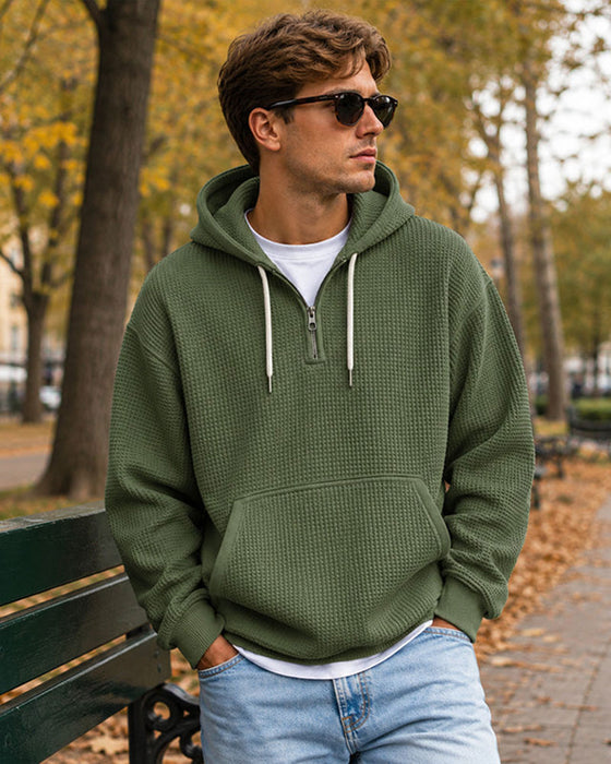 Hoodie Homme Unie Fermeture Éclair Pull