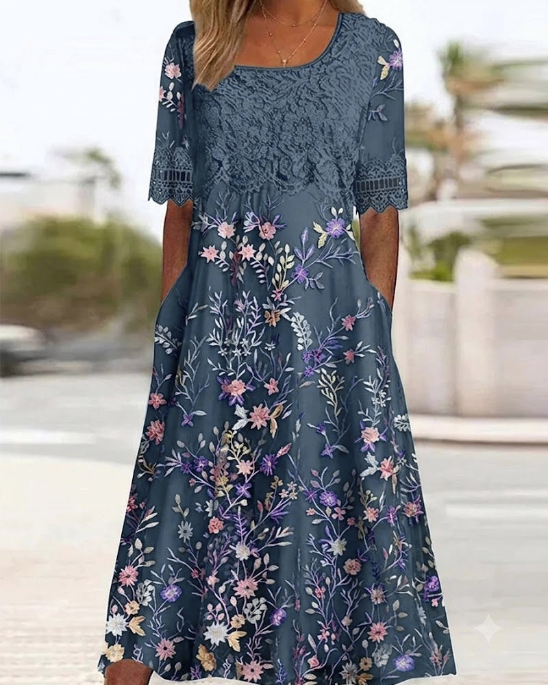 Robe Dentelle Florale Patchwork Ligne A