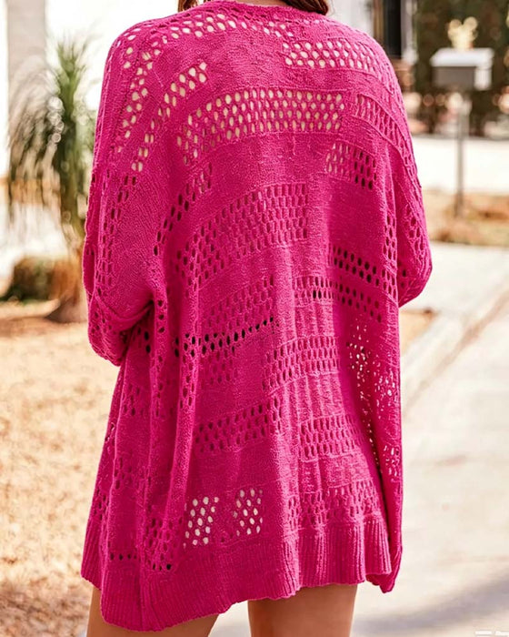 Cardigan Unie Dentelle Décontracté