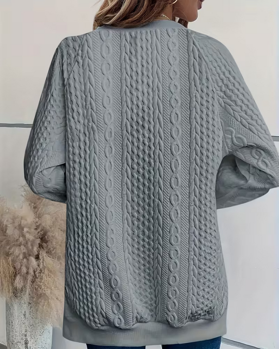 Sweatshirt Col Rond Décontracté Fente Poche