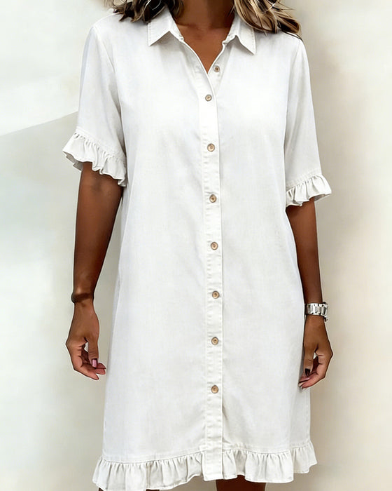 Robe Chemise En Denim À Volants